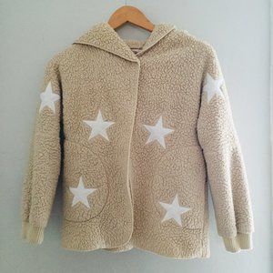 Vintage Havana Kids Bear Sherpa Star Tan Hoodie Jacket Size Small